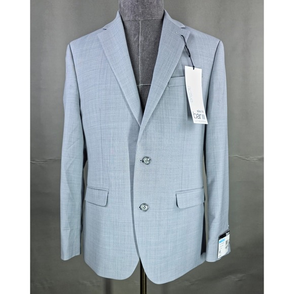 bar III 2 Piece Suit Mens 40S Pants 32x30 Light Grey Wool Blend Business Casual - Picture 2 of 16